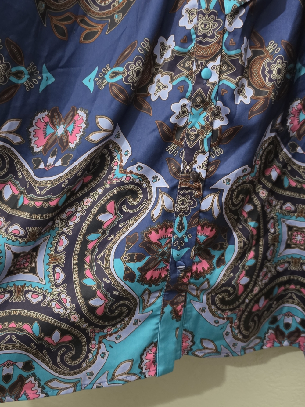 Ciebon Nora Print Long Sleeve Maxi Shirt Dress Navy Button Down Women Large - Picture 5 of 13